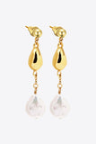 18K Gold-Plated Two-Tone Pearl Drop Earrings